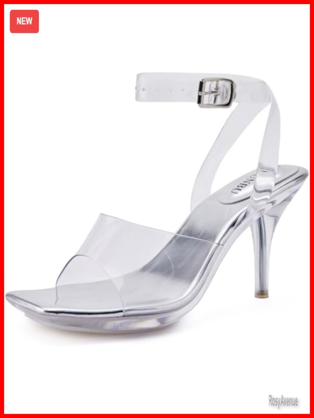 Clear Heels Women Strappy Ankle Strap Platform High Kitten Heel Slingback
